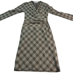 KAY UNGER Black Dress‎ Womens Size 10 Faux Wrap Knee-Length Long Sleeve